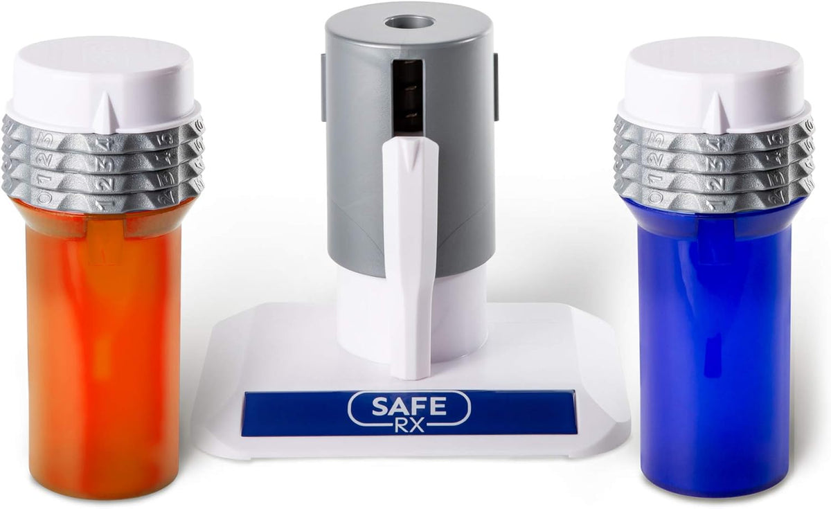 Locking Pill Bottle 4-pk Blue/Amber with Encoder Pack of 2 J73720