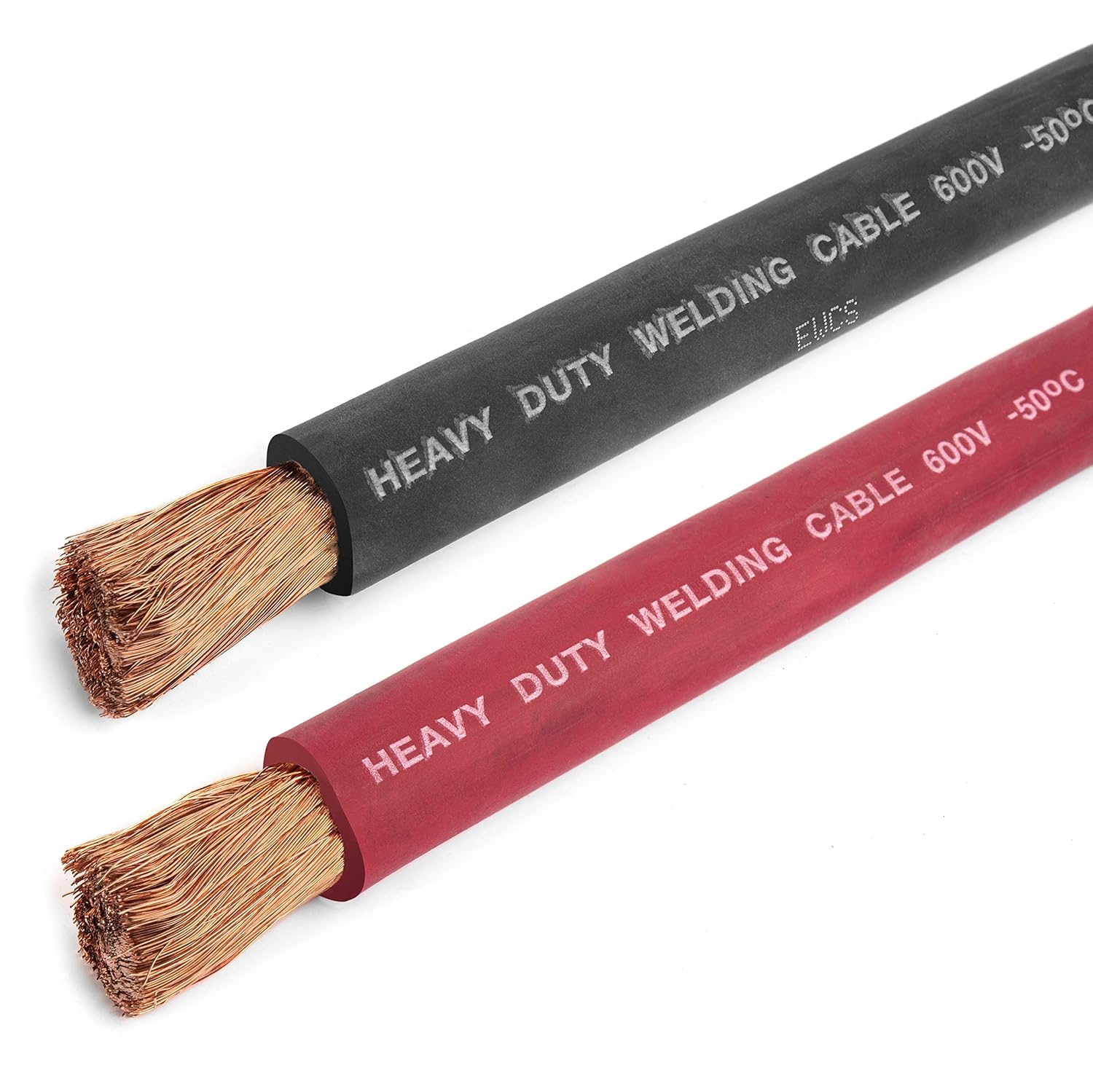2/0 Gauge Extra Flexible Welding Cable 600 Volt, Black + Red, 10 Feet of Each Color D41068