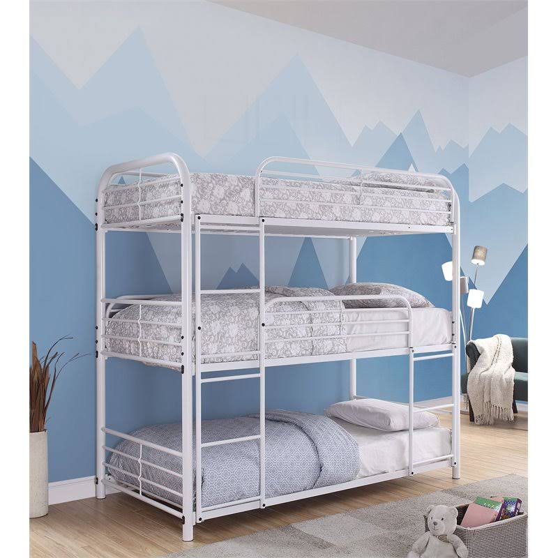 White Metal Twin Triple Bunk Bed H11773
