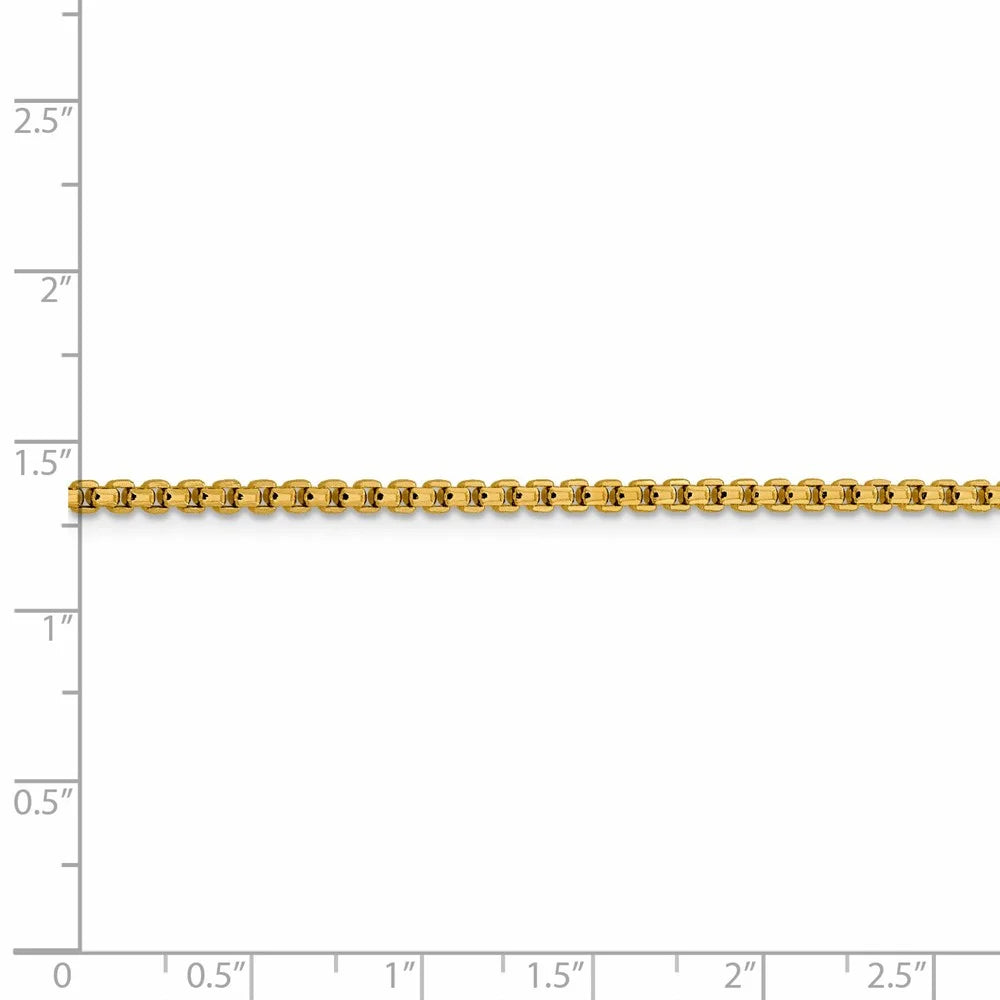 14kt Yellow Gold Diamond Cut Round Box Chain 18 inch Lobster Clasp J240442
