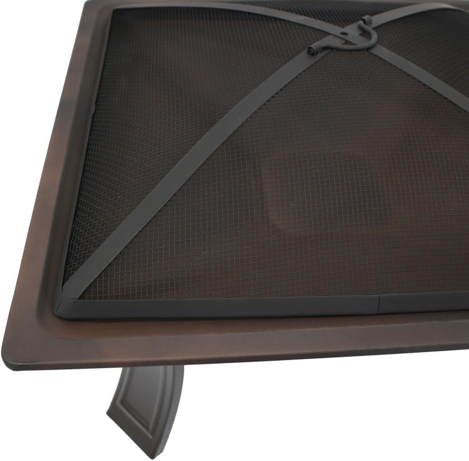26-Inch Square Wood Burning Fire Pit with Spark Screen, Poker and Carrying Case X4267