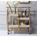 Gold White Serving Bar Cart B702
