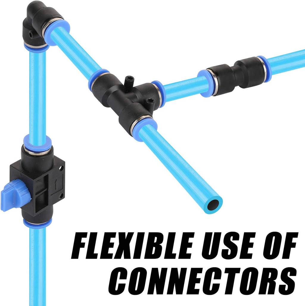 49PCS 3/8 Inch Nylon Compressed Air Pipe Kit with Cutter, Tees, Mounting Clips, Connectors R30866