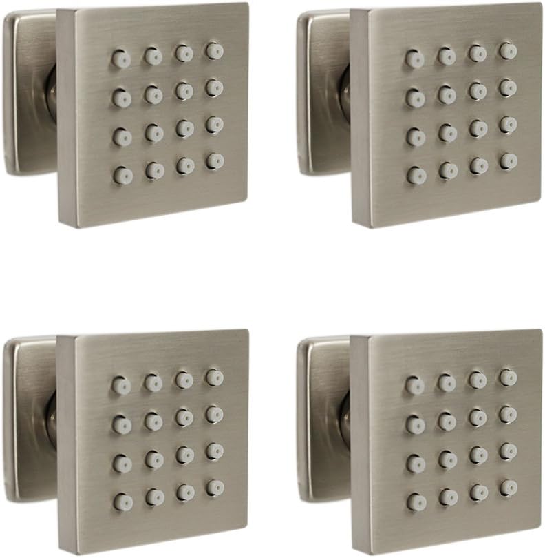 Brushed Nickel LED Rain Shower Head System with Thermostatic Mixer Valve and Body Sprayer Jets A771803