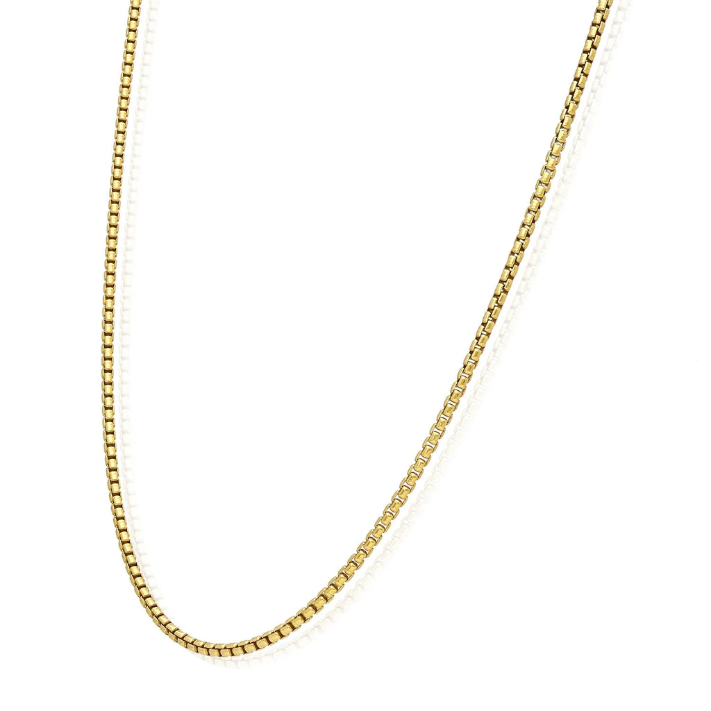 18K Yellow Gold Over Silver 1.7mm Round Box Chain 16"-24" G7946
