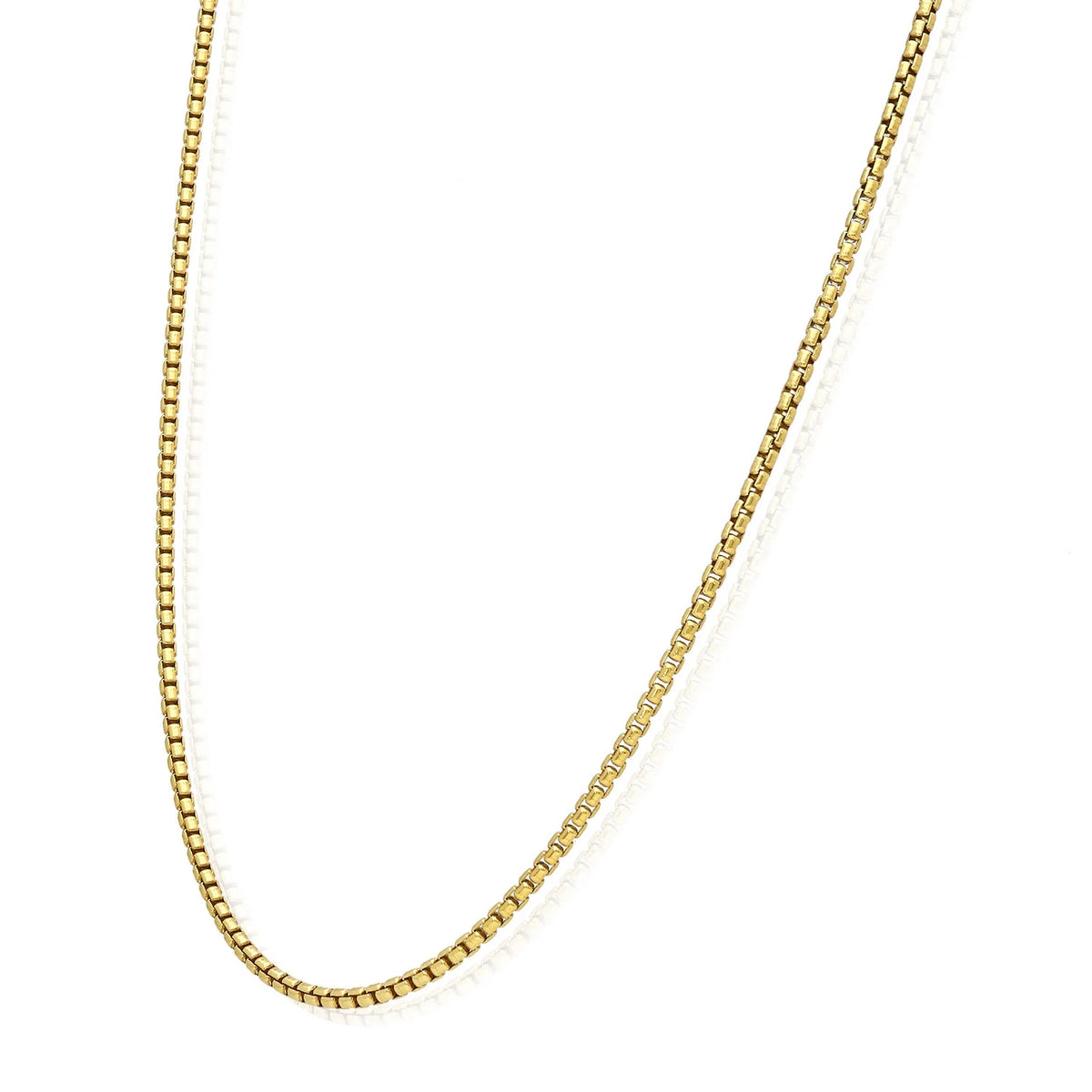 18K Yellow Gold Over Silver 1.7mm Round Box Chain 16"-24" G7946