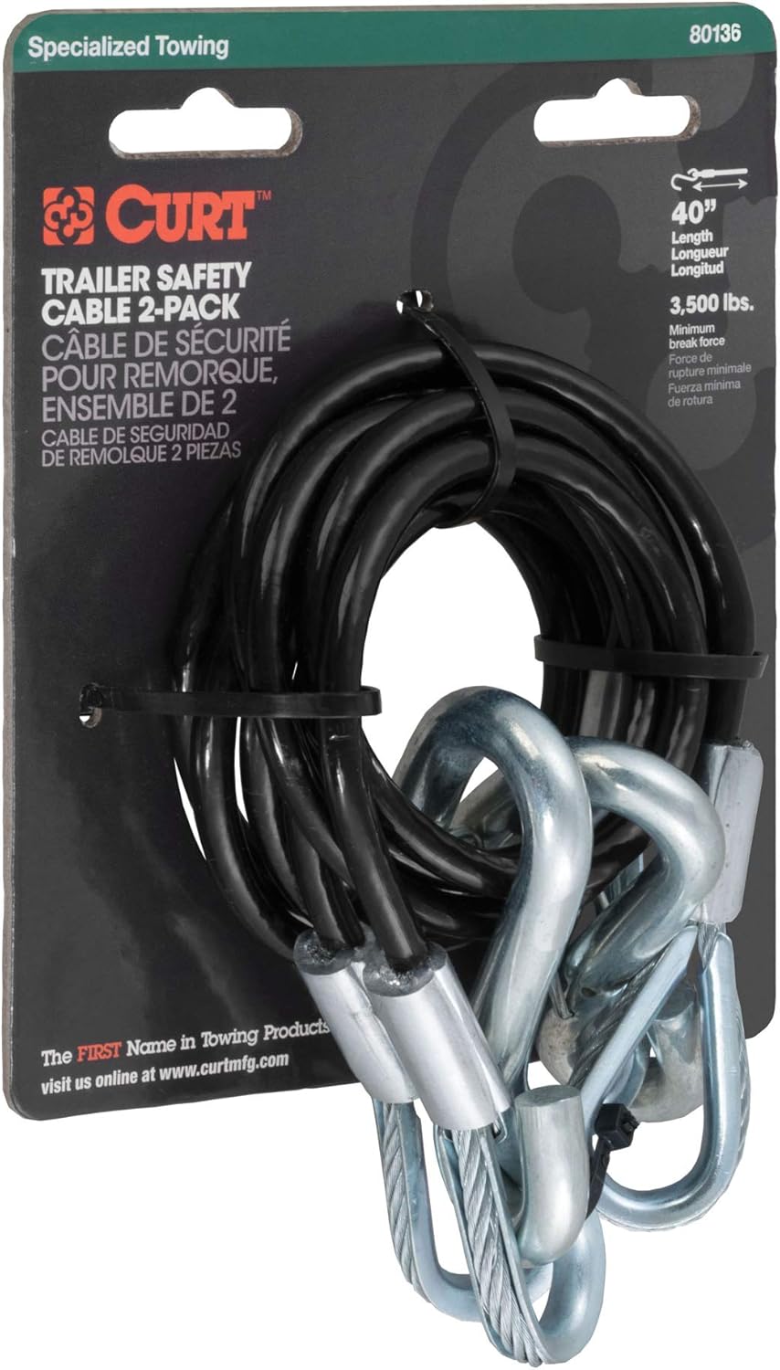 Vinyl-Coated Trailer Safety Cables with Snap Hooks, 2-Pack E802510
