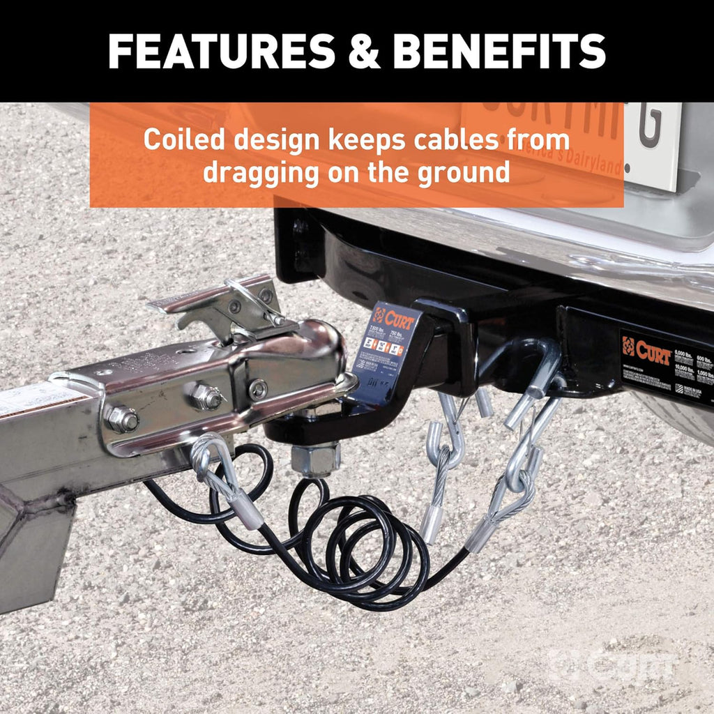 Vinyl-Coated Trailer Safety Cables with Snap Hooks, 2-Pack E802510