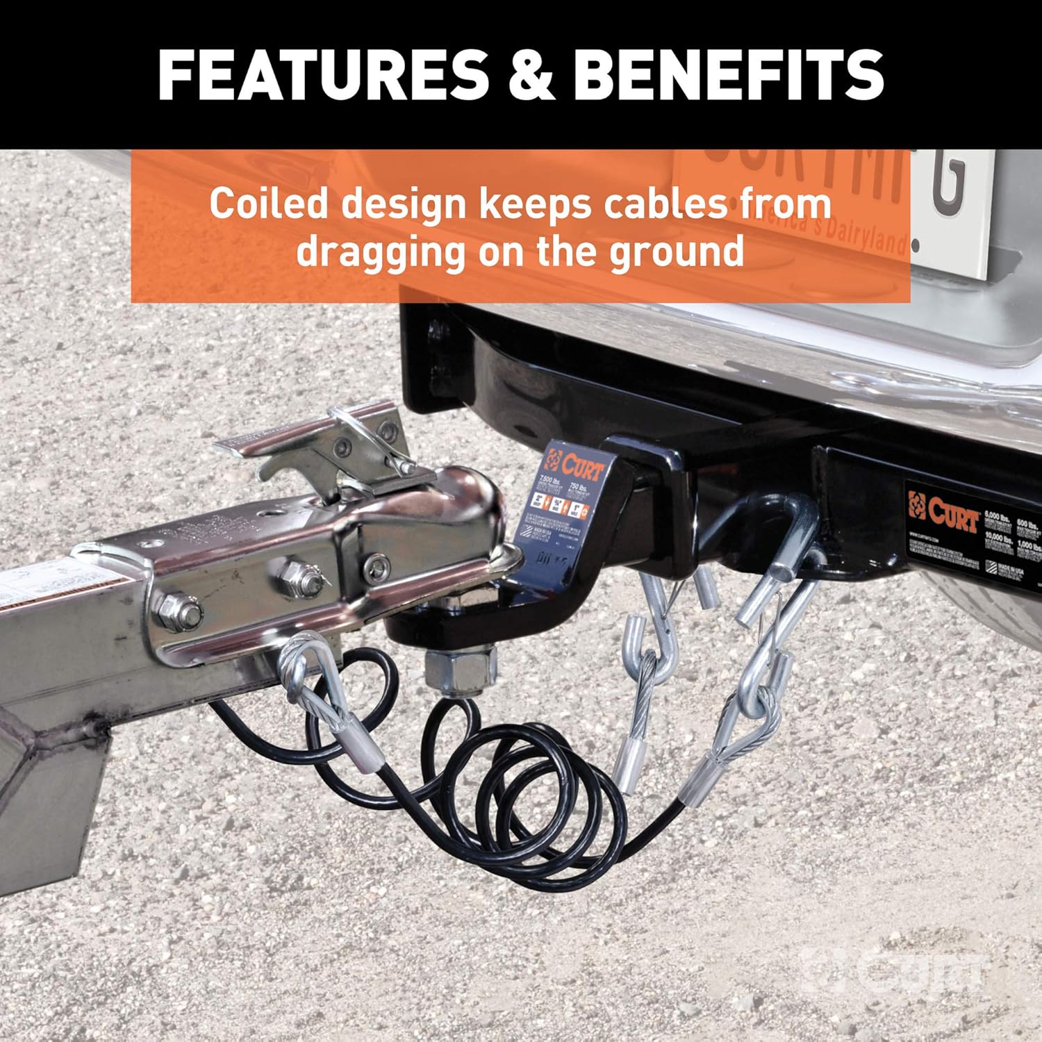 Vinyl-Coated Trailer Safety Cables with Snap Hooks, 2-Pack E802510