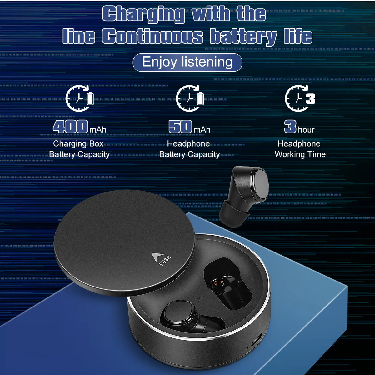 True Wireless Earbuds IPX5 Waterproof with Mic - Black X971838