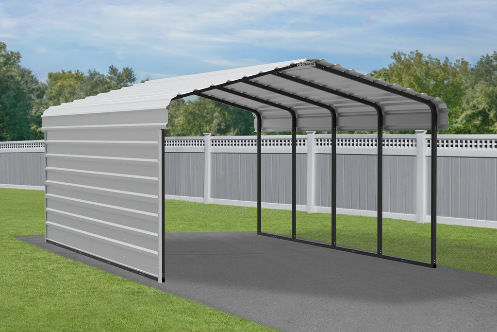 Galvanized Steel Carport with 1-Sided Enclosure, 12' x 20' x 7' H65481