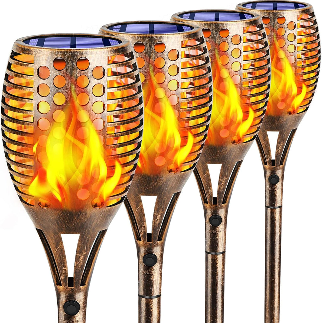 Bronze 96 LED Flickering Flames Torch Lights Outdoor Solar Landscape Lighting (4) L2141
