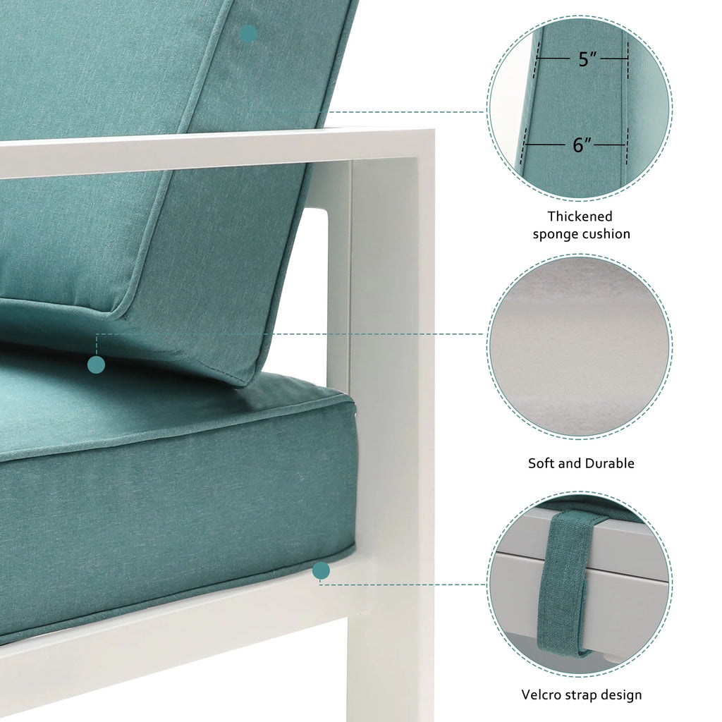 White Frame Blue Cushion 7 Pcs Outdoor Patio Furniture Set R4972