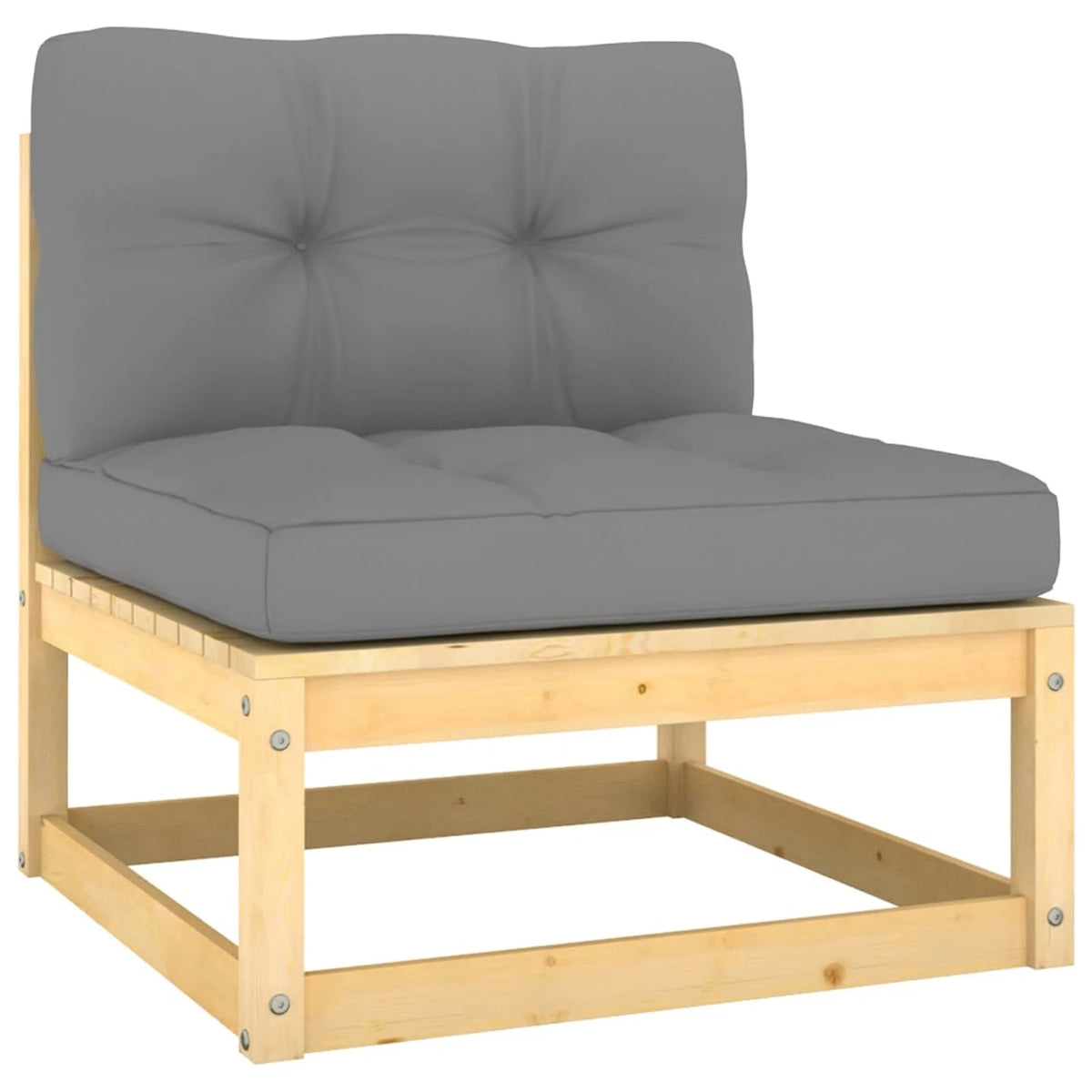 13 Piece Gray Cushioned Pinewood Sectional Outdoor Furniture Set K366
