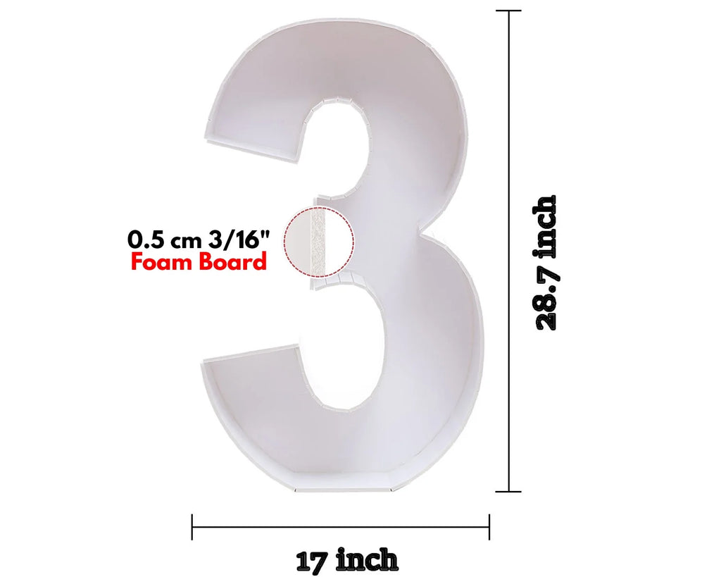 3 Pre-Cut Cardboard Light Up Mosaic Number Balloon Kit M403430