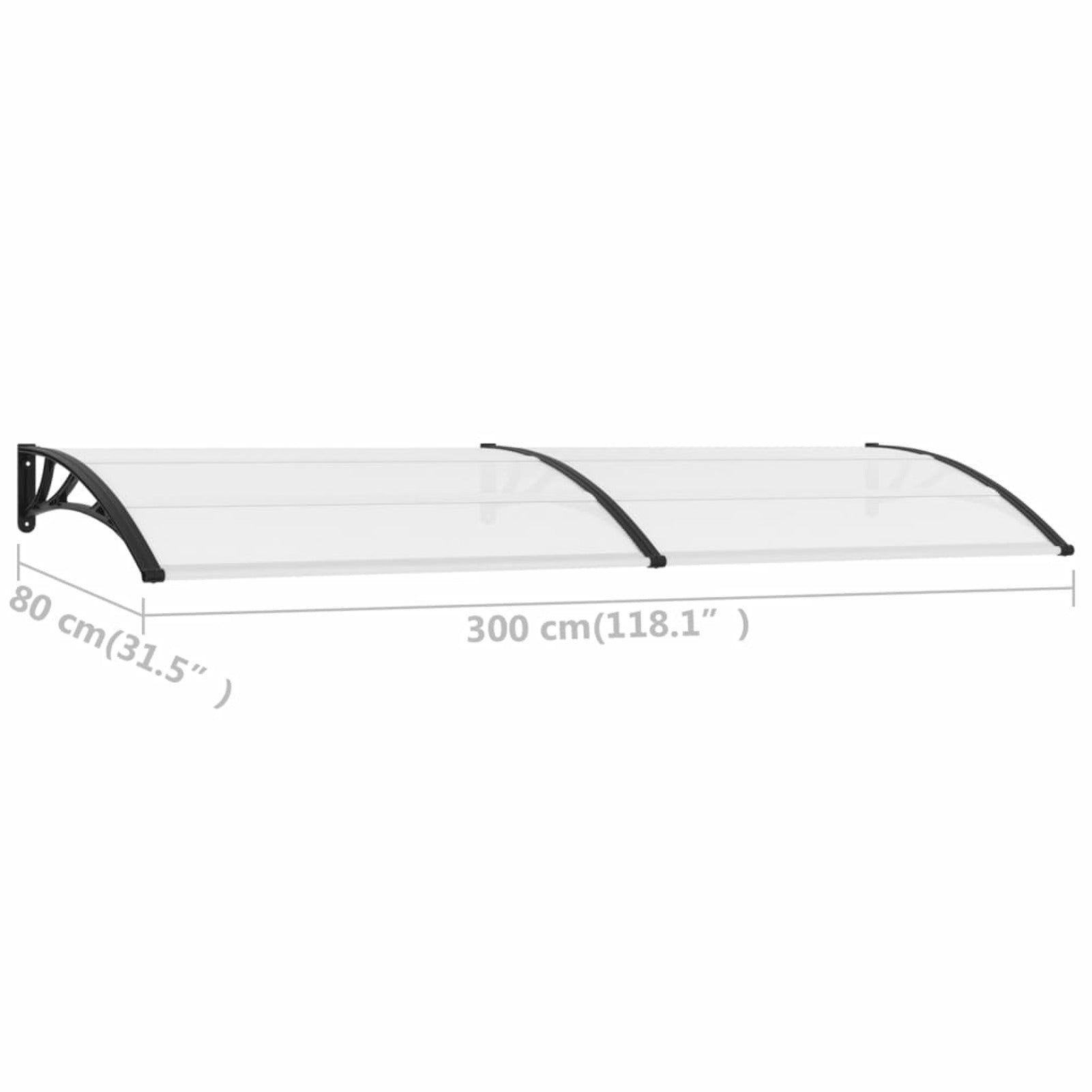 Door Canopy Black and Transparent 118.1"x31.5" PC U372115