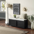 Black Wood Storage Bench with 2 Cabinets M260004