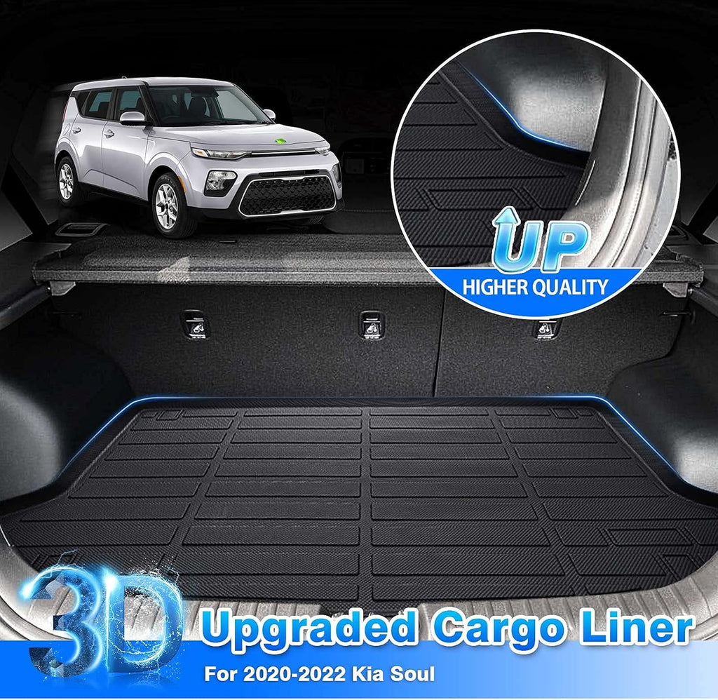 Cargo Liner for Kia Soul 2020 2021 2022 All Weather TPE Trunk Floor Mat Pack of 2 Q6365