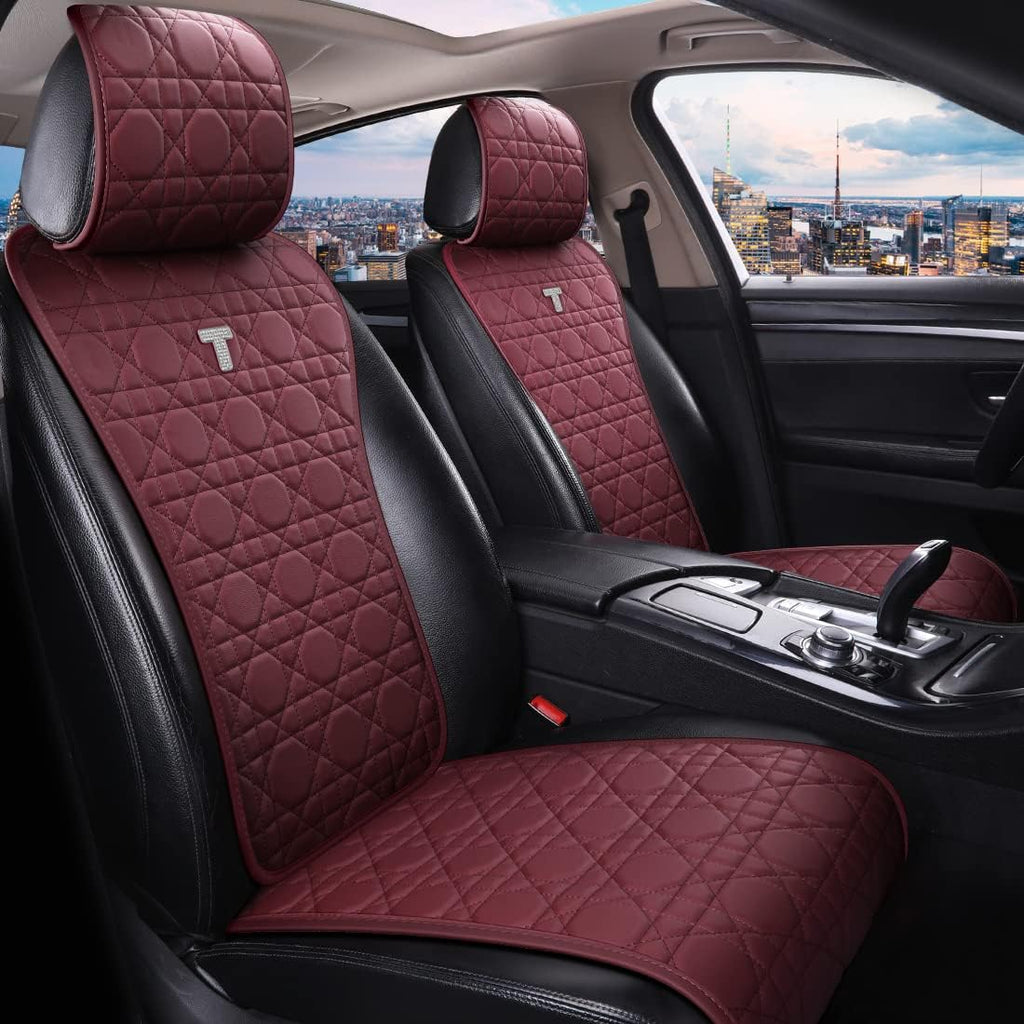 Pink Faux Leather Full Set Car Seat Covers 9pcs Y99621