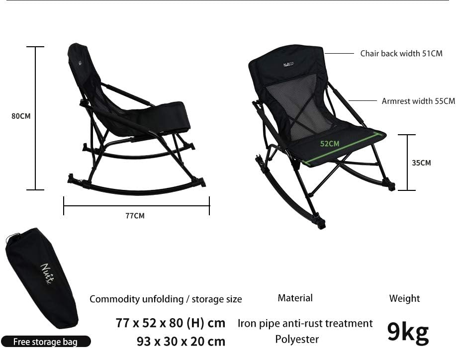 Black Rocking Camping Chair with Carry Bag S370760