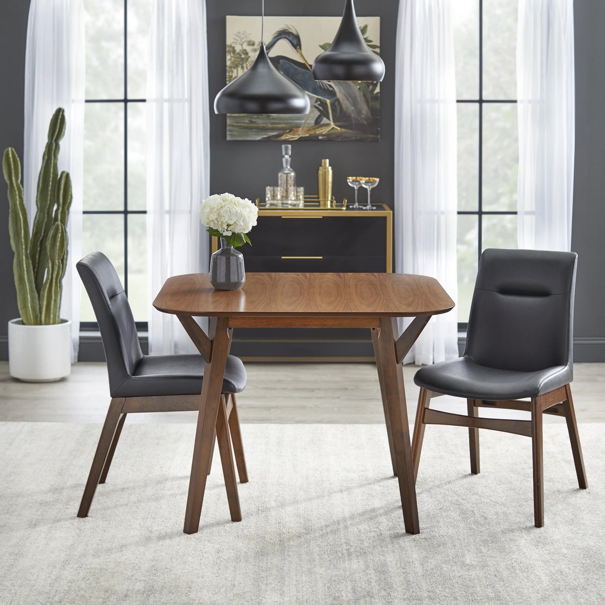 Black Faux Leather Dining Chair, Set of 2 I935902