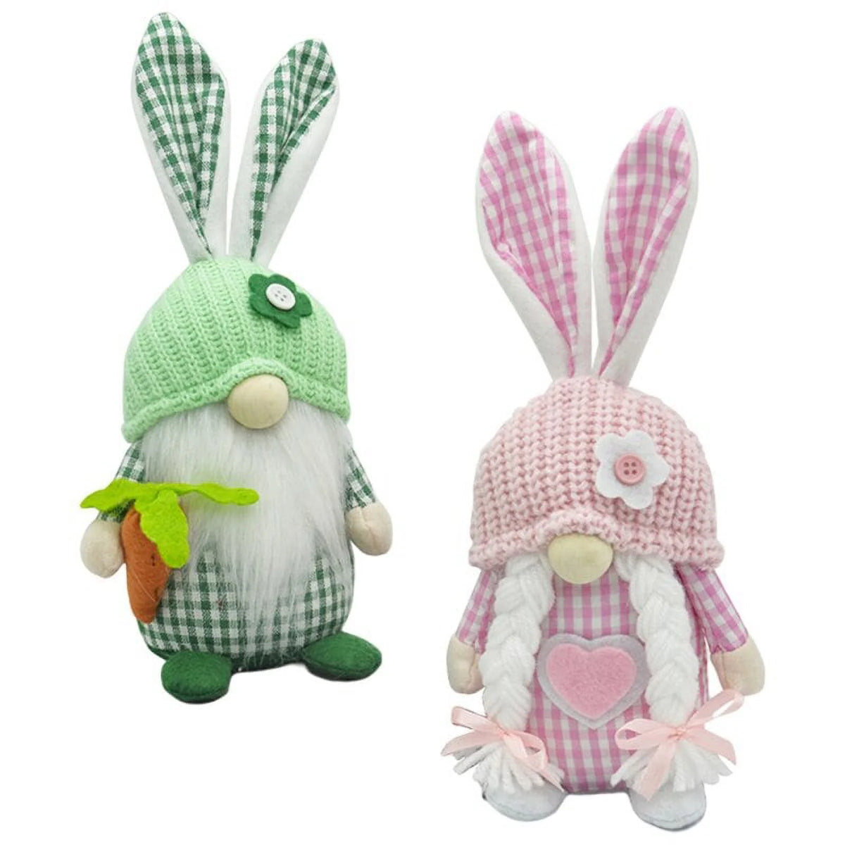 2pcs Spring Easter Gnome Plush Bunny with Flower M6165