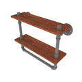 16 in. Double Ironwood Shelf with Towel Bar Matte Gray X92981