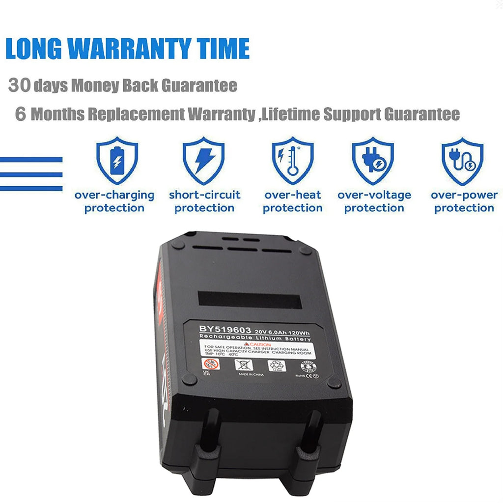 20V 6.0AH Lithium Battery for Cordless Power Tools O47939