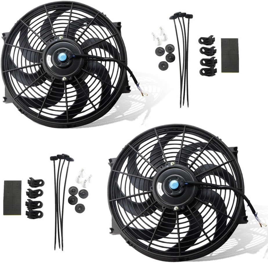 Black 12V Electric Radiator Fan Mounting Kit 14 Inch Set of 2 F1679
