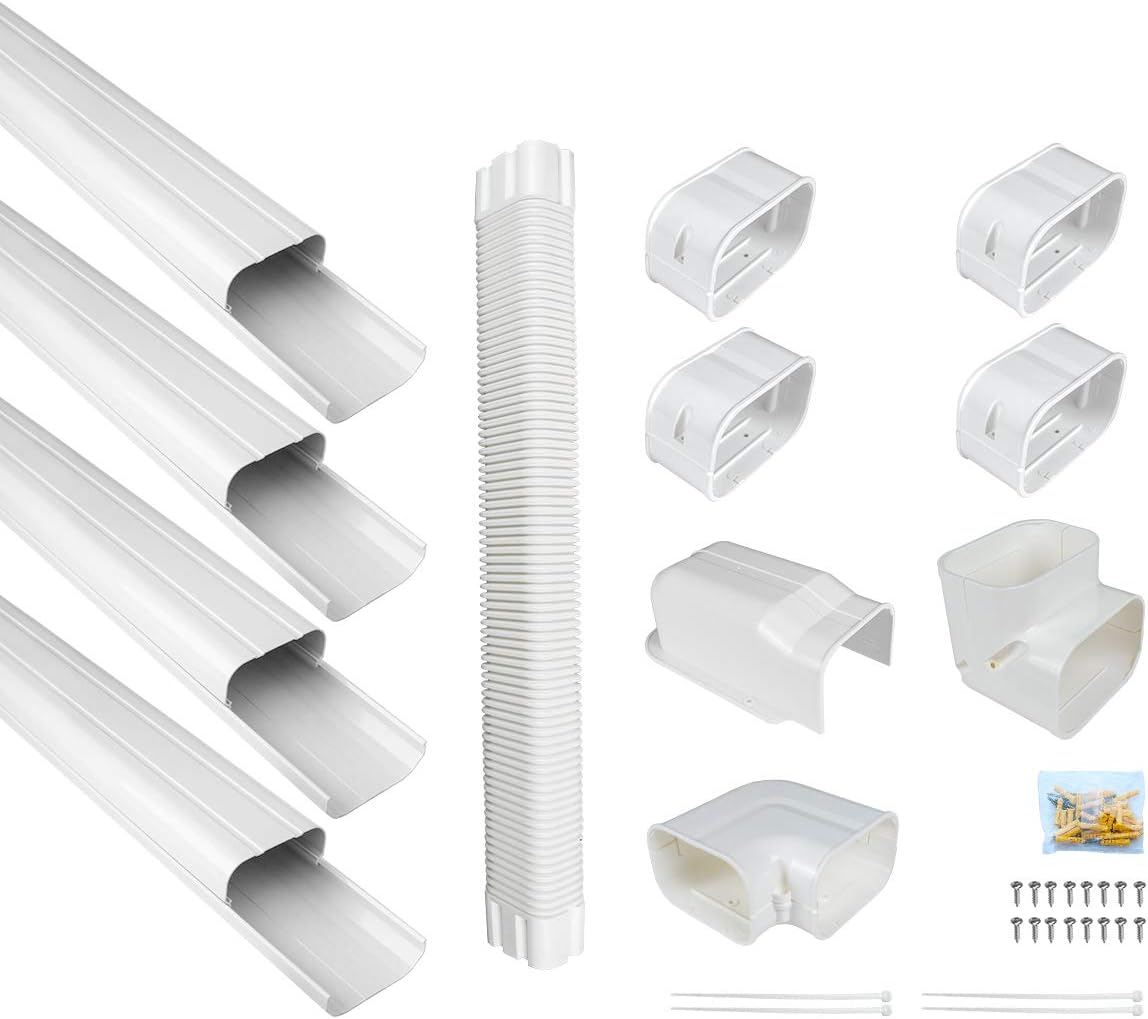 PVC Decorative Air Conditioner Line Set Cover Kit, 3in W, 9ft L, Pack of 2 G54821