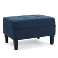 Dark Blue Tufted Fabric Ottoman G462751