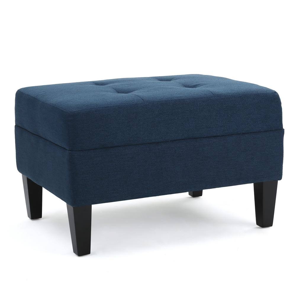 Dark Blue Tufted Fabric Ottoman G462751