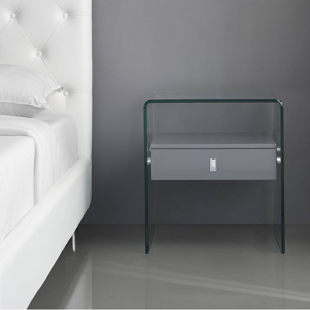 Gray High Gloss Nightstand M6257