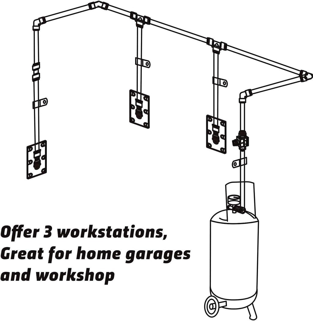 49PCS 3/8 Inch Nylon Compressed Air Pipe Kit with Cutter, Tees, Mounting Clips, Connectors R30866
