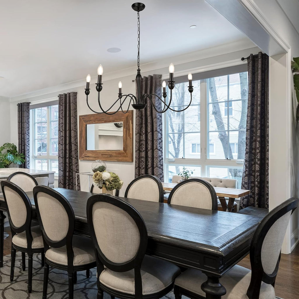 Black Farmhouse 6-Light Chandelier D7686