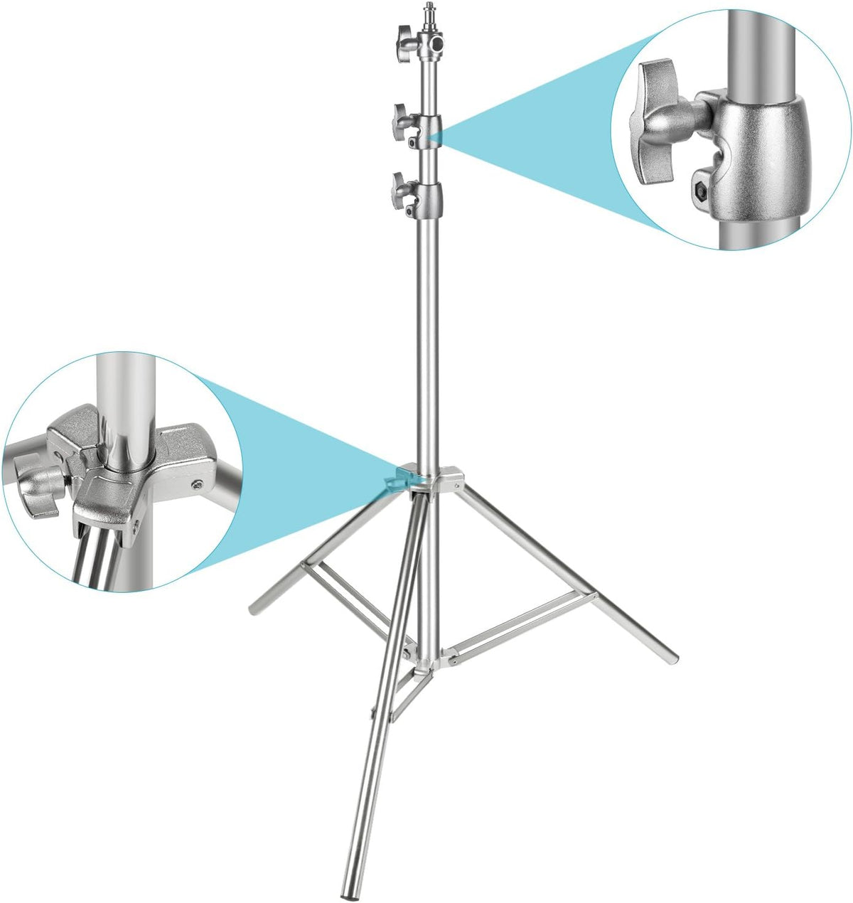 Stainless Steel Light Stand Silver 79 inches Foldable Heavy Duty Stand Pack of 2 Q3208
