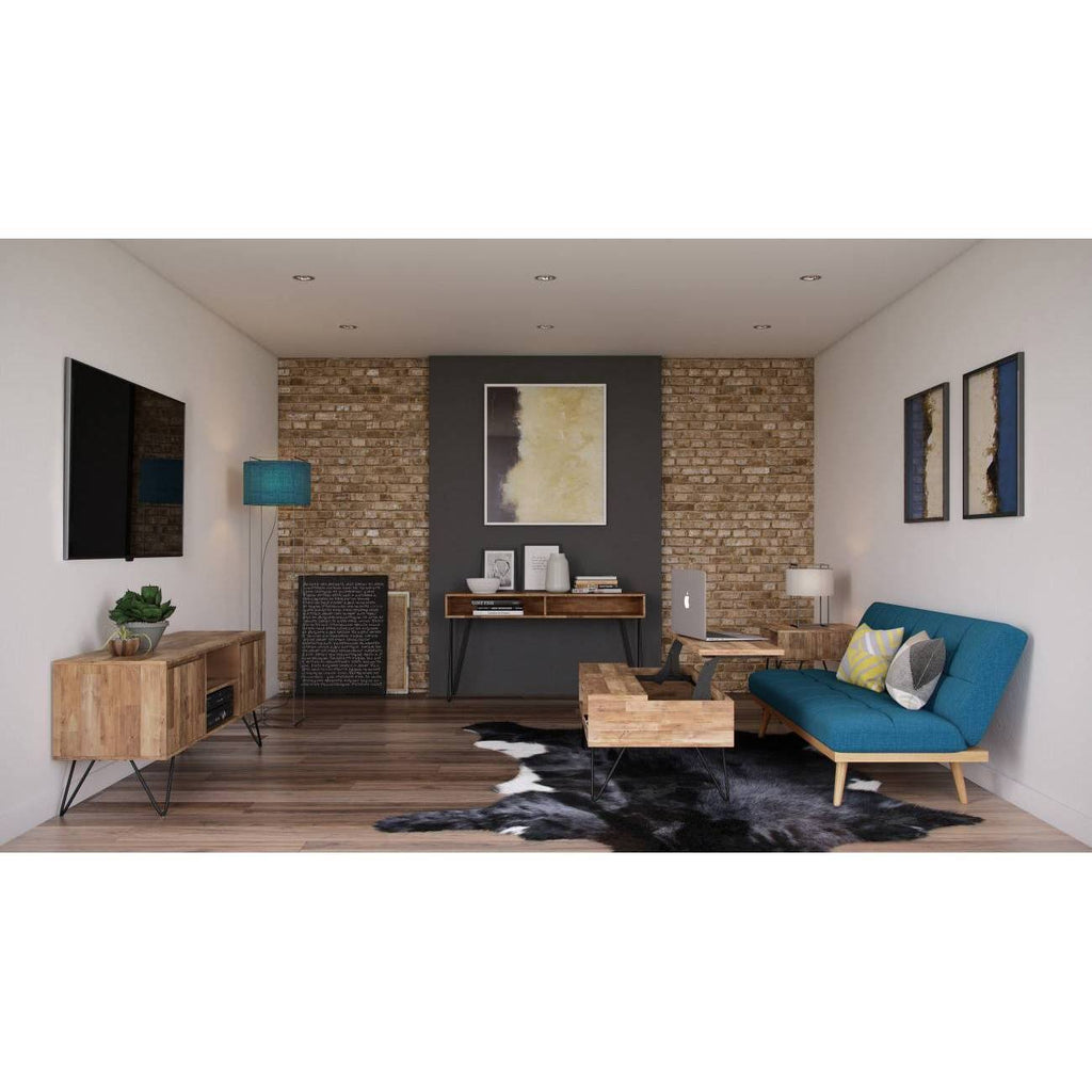 Natural Mango Wood and Metal TV Media Stand F2392