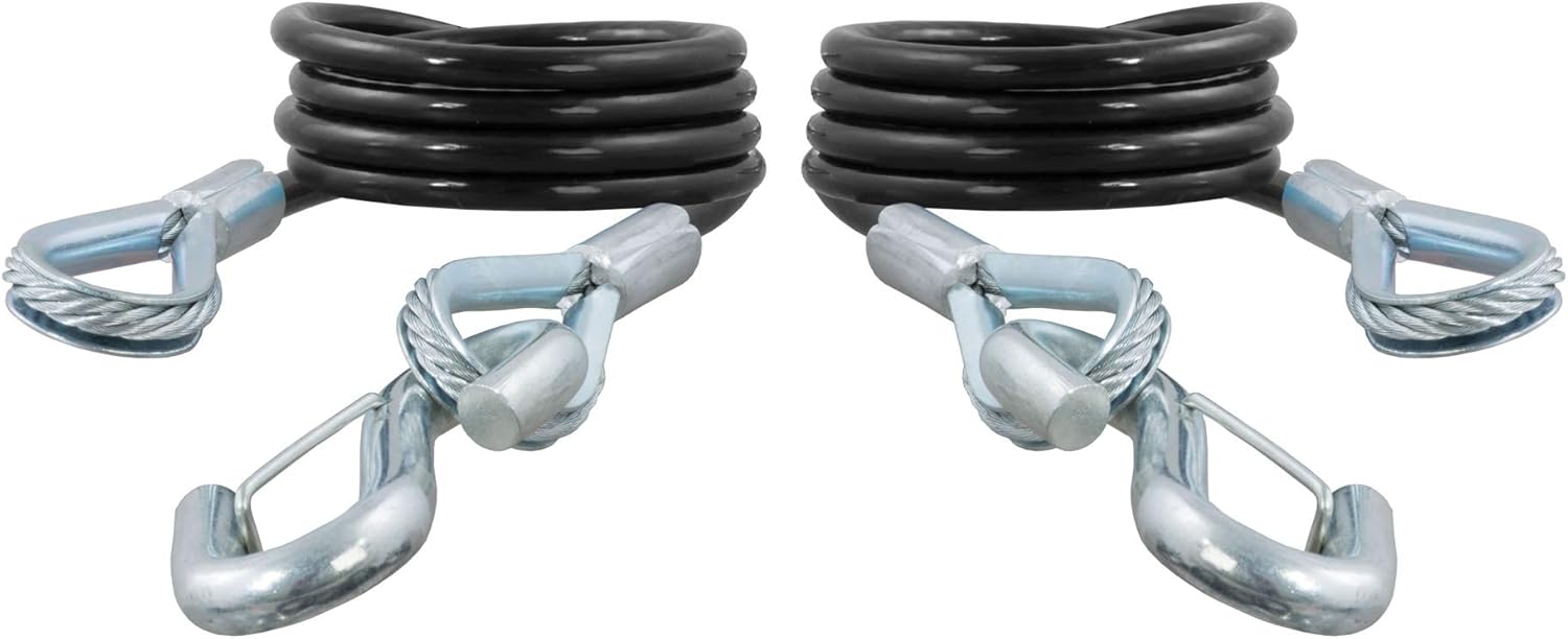 Vinyl-Coated Trailer Safety Cables with Snap Hooks, 2-Pack E802510