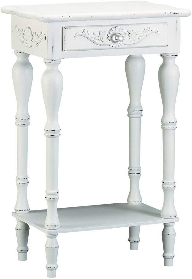 Carved White Side Table Pack of 2 N746
