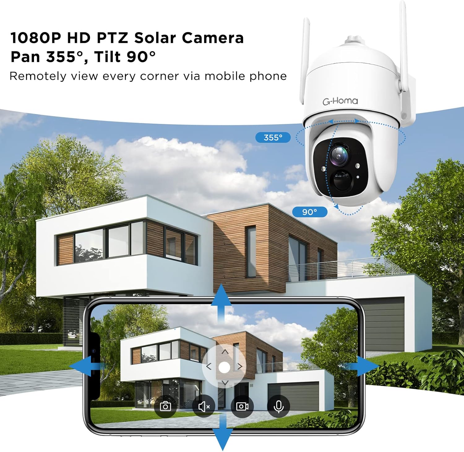 Wireless Outdoor Security Camera with Solar Panel, 1080p Night Vision, 2-Way Audio, IP65 Waterproof L184517
