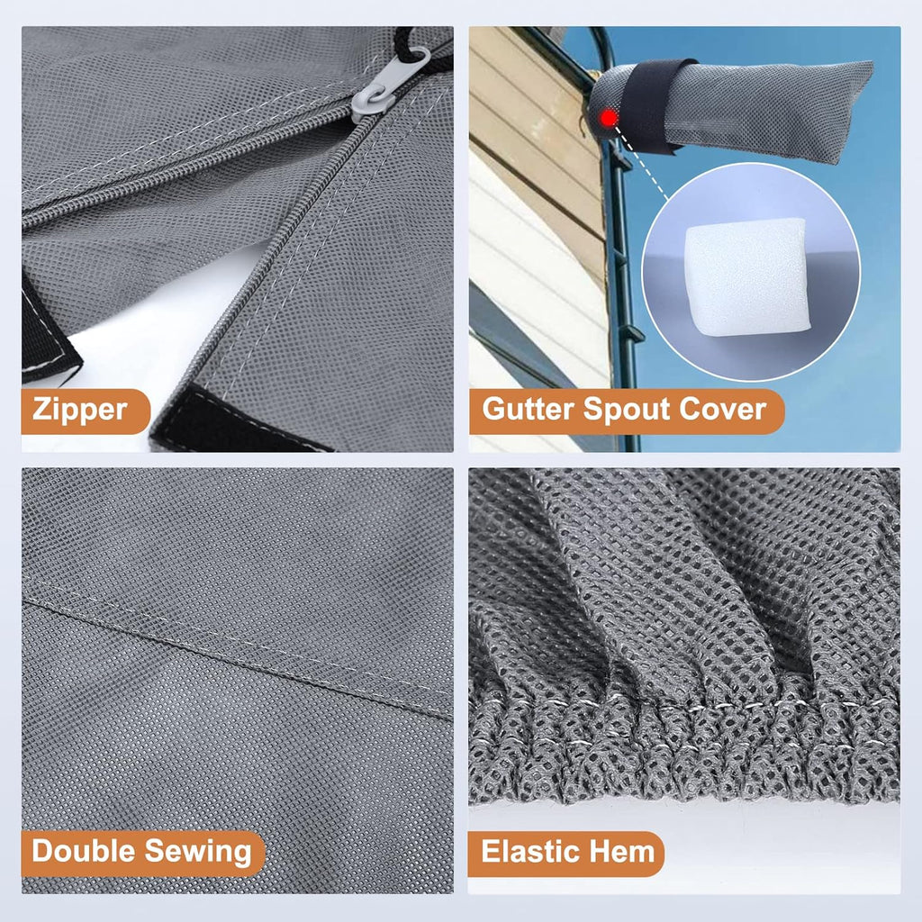 5 Layers Travel Trailer RV Cover Heavy Duty Camper Cover with Tongue Jack Cover, 2Pcs Straps & Gutter Covers N35679
