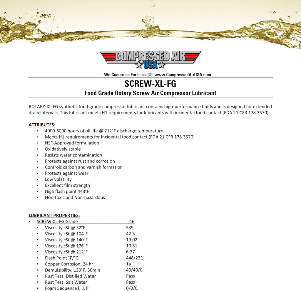 6000 Hour Rotary Screw Air Compressor Lubricating Oil (1 Gallon) O860