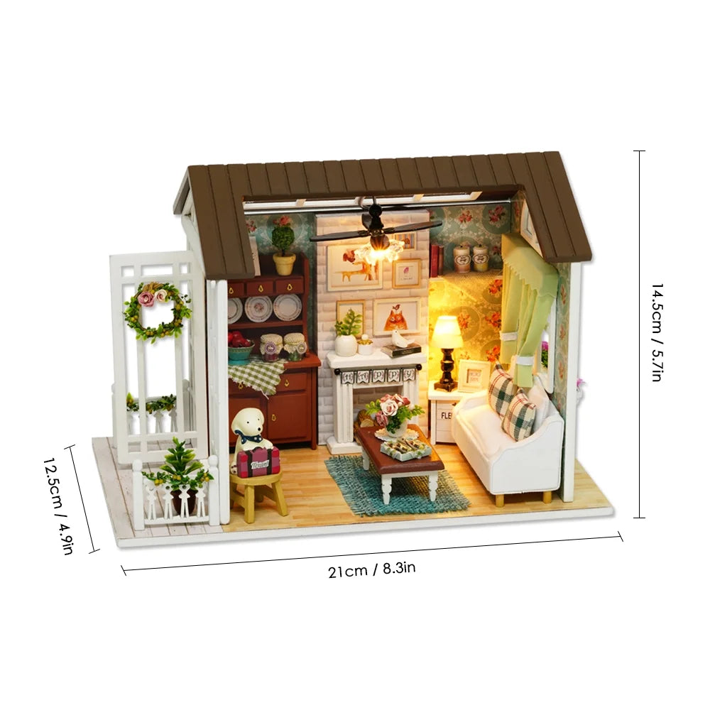 DIY Miniature Dollhouse Kit 3D Wooden House Room Craft with Furniture LED Lights M994