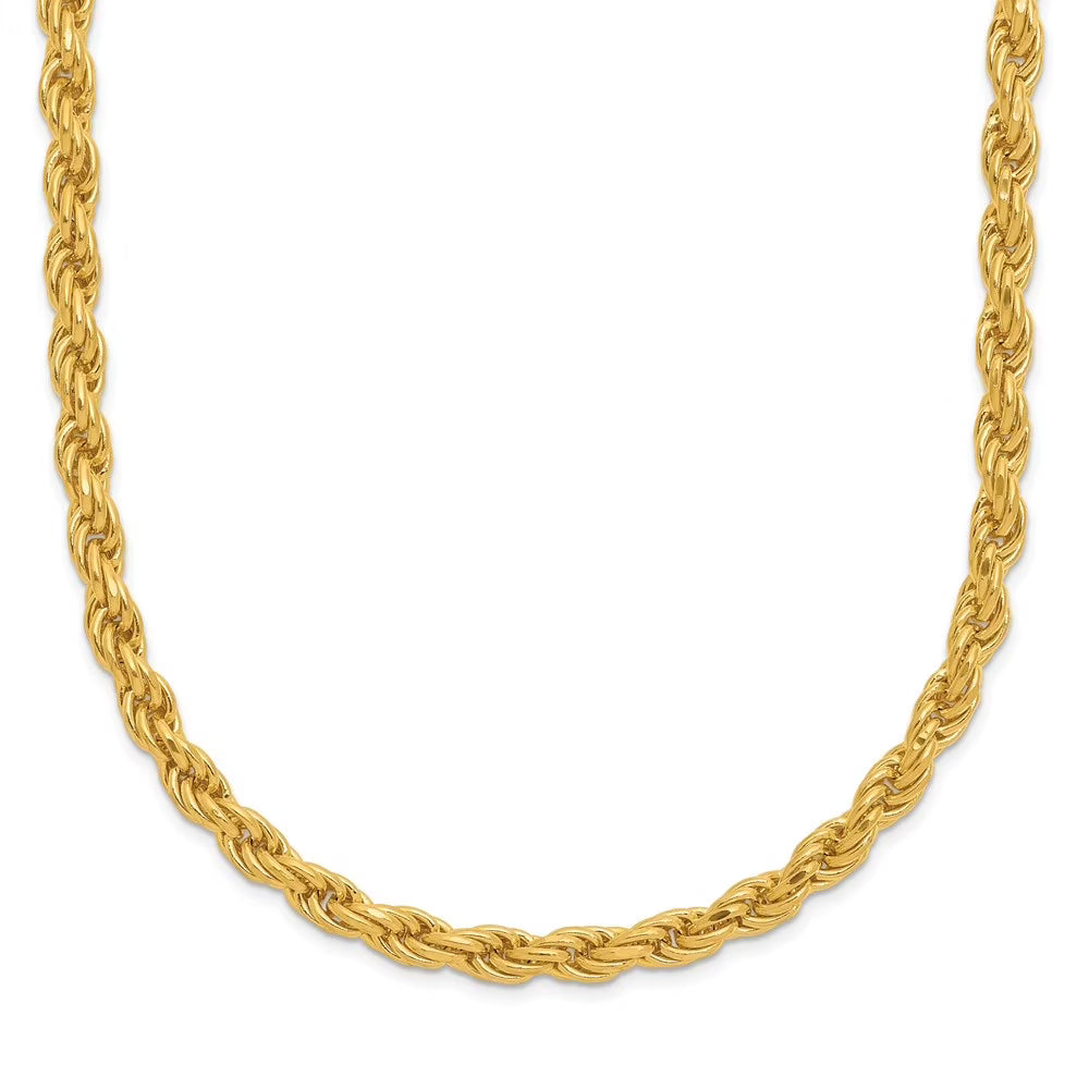 24k Yellow Gold Polished 3mm 22inch Rope Chain Necklace T46508