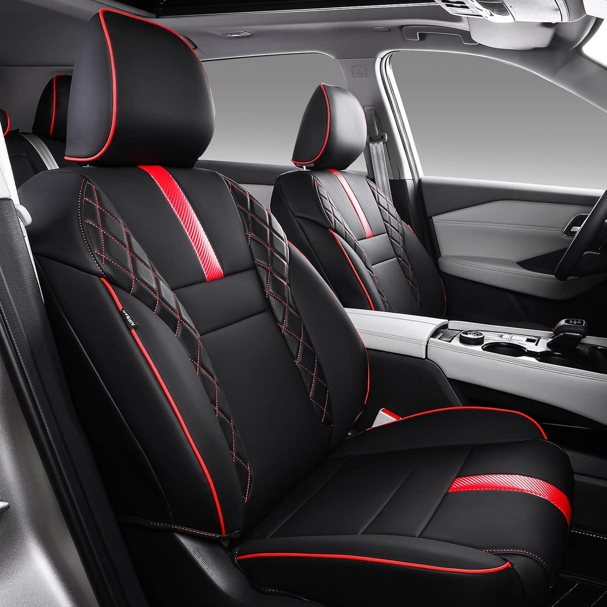 Xipoo Fit 2021-2023 Nissan Rogue Seat Covers Front and Back PU Leather Black Z966