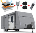 5 Layers Travel Trailer RV Cover Heavy Duty Camper Cover with Tongue Jack Cover, 2Pcs Straps & Gutter Covers N35679