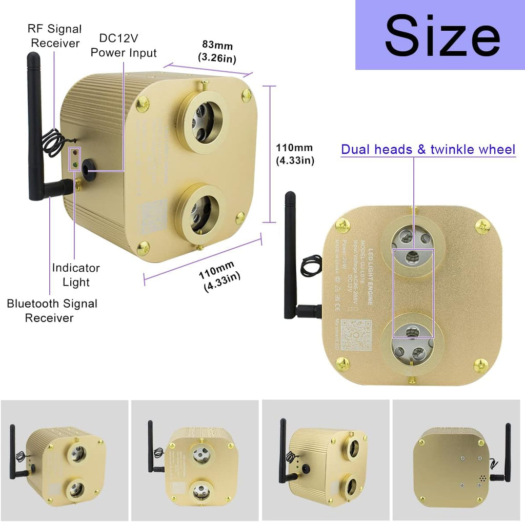 20W Dual Head Fiber Optic Lights RGBW Star Ceiling Light Kit, 710pcs 4m Optical Fiber Strands with Remote D676845