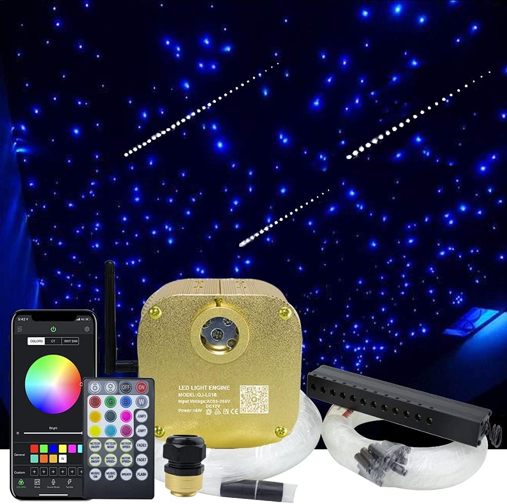 20W Dual Head Fiber Optic Lights RGBW Star Ceiling Light Kit, 710pcs 4m Optical Fiber Strands with Remote D676845