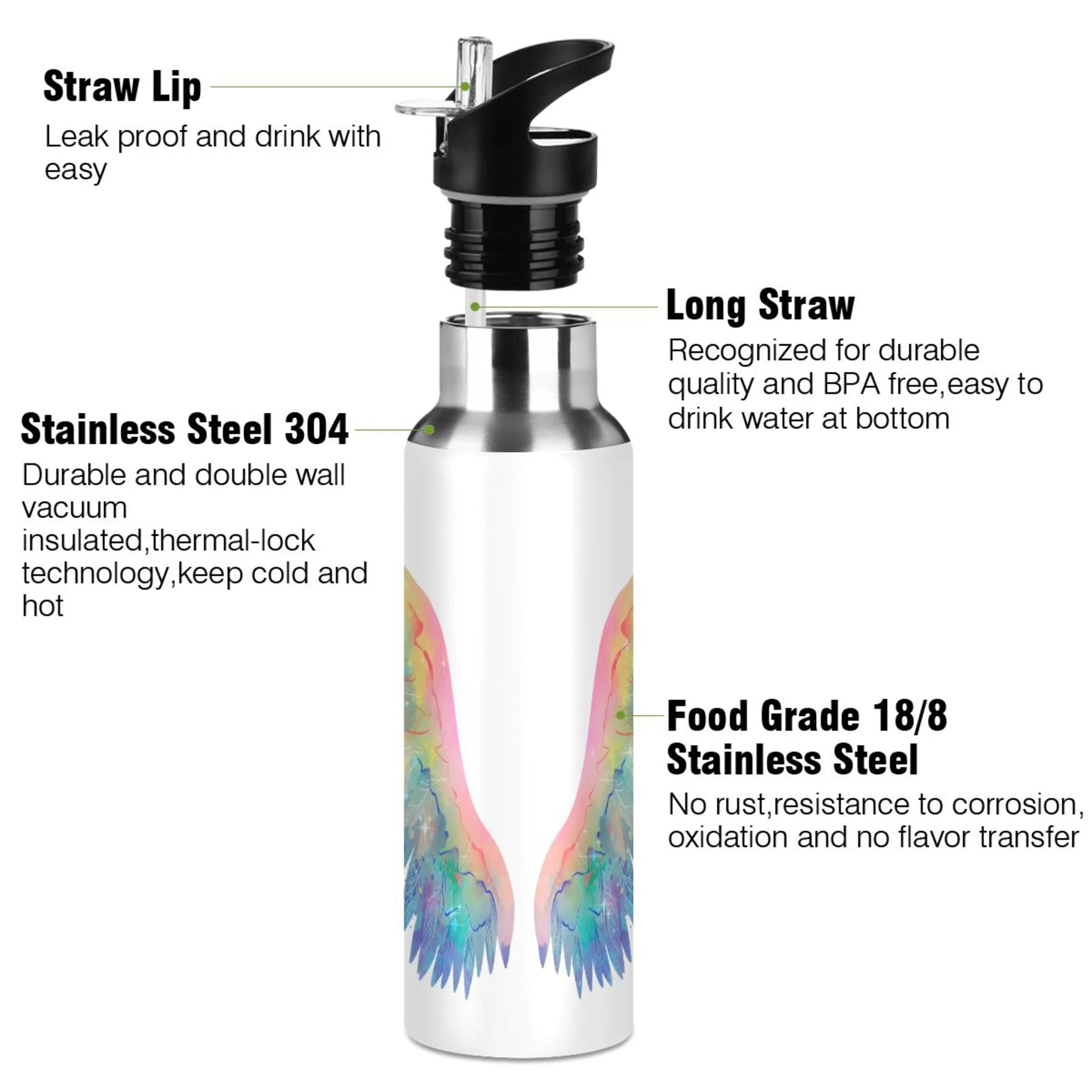 Rainbow Colorful Stainless Steel Insulated Vacuum Flask U8219