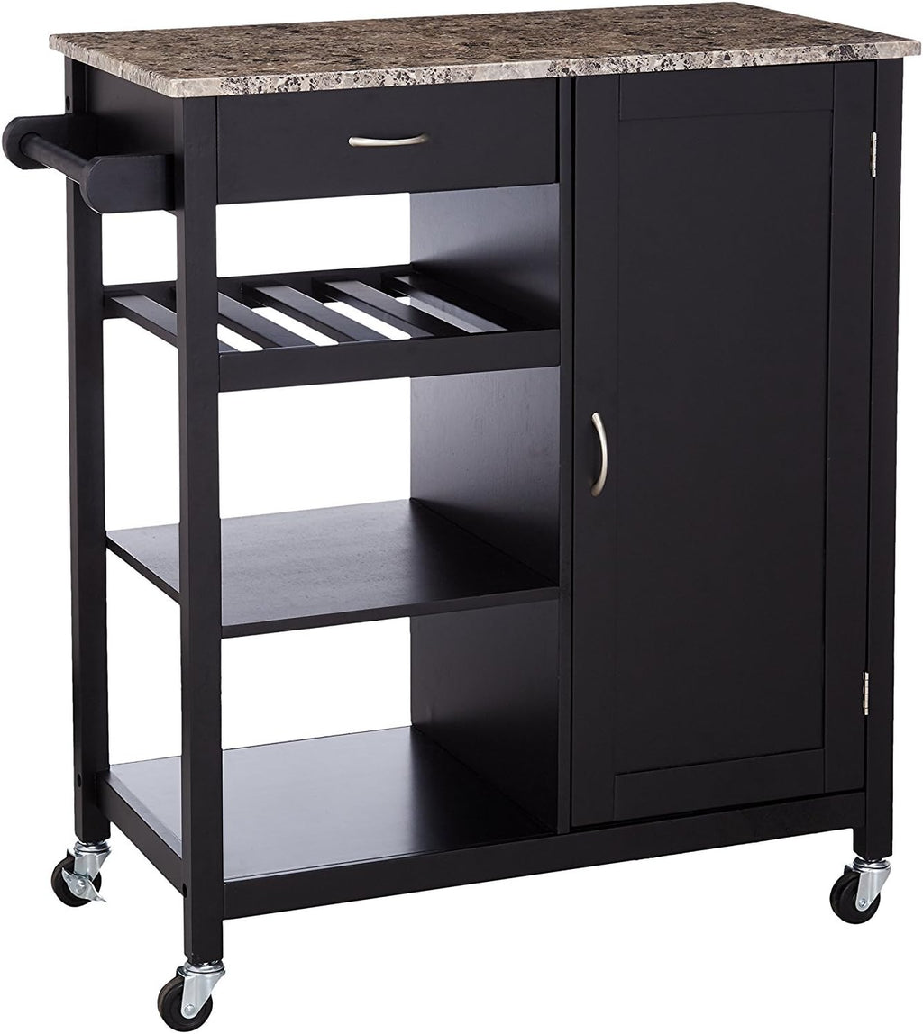 Black Finish Wood Kitchen Storage Cabinet Cart Z2252